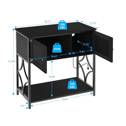 20-29 Gallon Aquarium Stand with Power Outlets & Cabinet Storage | 330lbs Capacity Metal Frame, Cabinet Storage, 30.7"x15.7" Tabletop, Fits Fish Tanks & Reptile Terrariums, Black - color: Black