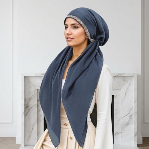Instant Hijab for Women: Hijab Scarf, Hijabs for Women Muslim, Muslim Head Scarf, Easy Slip on - color: Denim Blue