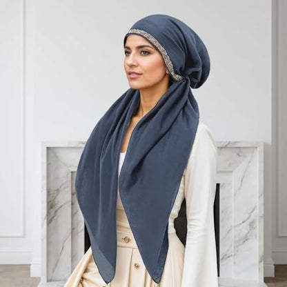 Instant Hijab for Women: Hijab Scarf, Hijabs for Women Muslim, Muslim Head Scarf, Easy Slip on - color: Denim Blue