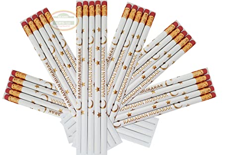 Ramadan Pencils[ 24 Pack ] Ramadan Kids Favors Ramadan Mubarak Ramadan Toy Ramadan Mubarak Decoration Eid Gift Muslim Kids Gifts Wholesale (Gold) - color: Gold