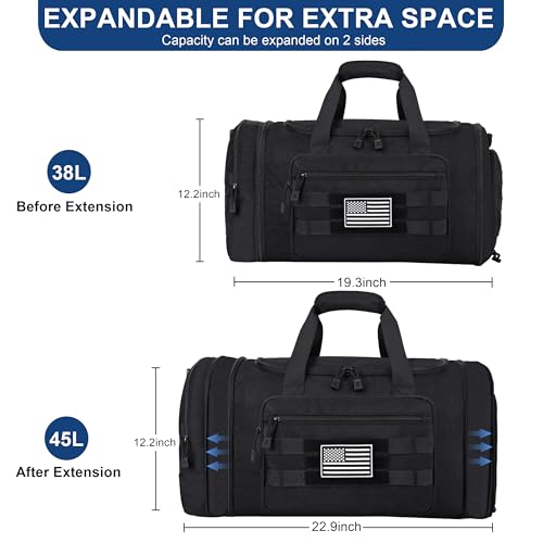 HILOMON Duffle Bag for Travel Mens Gym Sport Overnight Weekender Bags | 38L-45L Expandable Capacity, Airline Approved Carry-On Size, YKK Zippers, Separate Ventilated Shoe Compartment