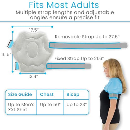 Arctic Flex Shoulder Ice Pack Wrap - Rotator Cuff Cold Therapy for Pain Relief - Reusable Gel for Injuries & Recovery After Surgery - Ice Packs Compression Brace (Blue)