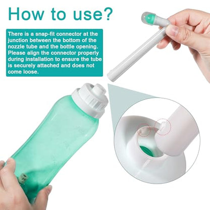 LIVE4COOL Peri Bottle for Postpartum Travel Bidet Perineal Care 16.9oz/500ml for Mom and Baby Clean,Portable Squeeze Bottle with 2 Rinse Tubes for Baby Female Menstruation Cleaning Lochia Hemorrhoids