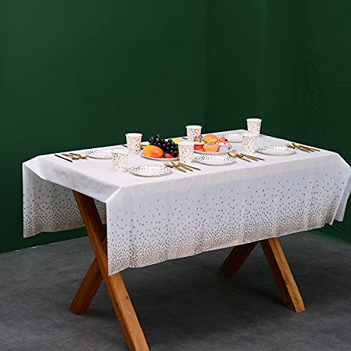 YAOSHENG 201 Pieces Rose Gold Party Supplies - Rose Gold Dot on White Paper Plates and Napkins Cups Silverware Serves 25 Sets for Wedding Bridal Shower Engagement Birthday Parties.(Rose gold dot) - color: Rose gold dot