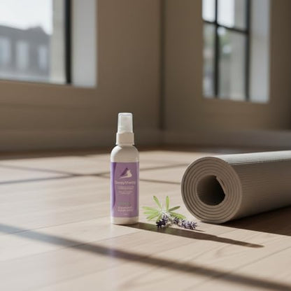 SwaytAway Travel Yoga Mat Cleaner Spray & Towel Kit, 4oz – Non Slip, No Rinse Plant-Based Lavender Essential Oil Mist for Gym, Pilates & Hot Yoga – Made in USA - size: 4 oz - 1 Pack