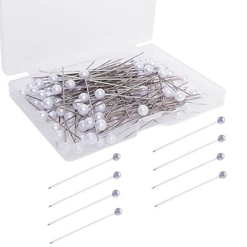 100 Pcs Sewing pins Straight pins, 2.56" Pearlized Ball Head Quilting Pins