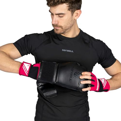 Sanabul Gel Boxing Hand Wraps for Men & Women Muay Thai MMA Kickboxing Quick Wraps Boxing Inner Gloves Wrist Knuckle Protection - color: Pink/White, size: Large-X-Large