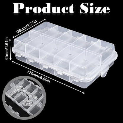 20 Compartments Tackle Boxes Plastic Box Storage Organizer Clear Fishing Storage Box Waterproof Parts Organizer with Adjustable Dividers for Lure Container Craft Beads Jewelry