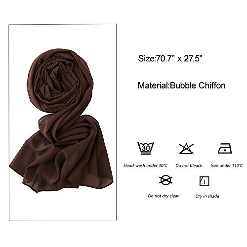 Yeieeo Chiffon Head Wraps for Women - Solid Color Fashion Bubble Chiffon Scarf Hijab - color: Coffee