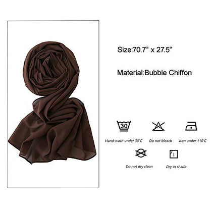 Yeieeo Chiffon Head Wraps for Women - Solid Color Fashion Bubble Chiffon Scarf Hijab - color: Coffee