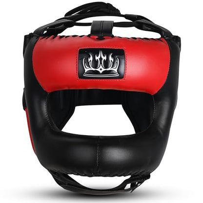 Full Face Boxing Headgear Boxing Sparring Men Women, a Complete Package for MMA and Kickboxing Trainees, Muay Thai Boxing Safety Head Guard - color: Red