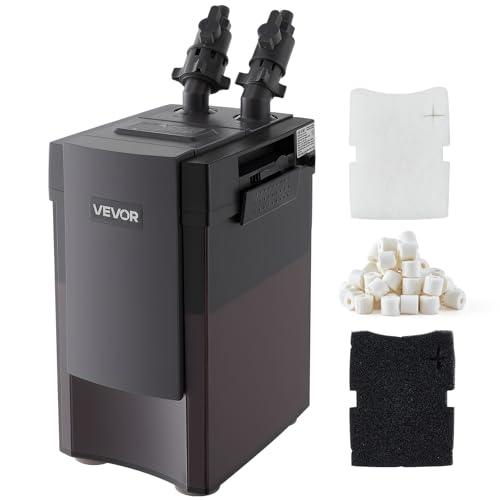 VEVOR 396GPH Canister Filter, 4-Stage External Aquarium Filter with Powerful Pump, Water Circulation Cleaning Machine with Media for Large Fish Tanks and Aquariums Up to 125 Gallons, for Freshwater - size: Canister Filter,396GPH