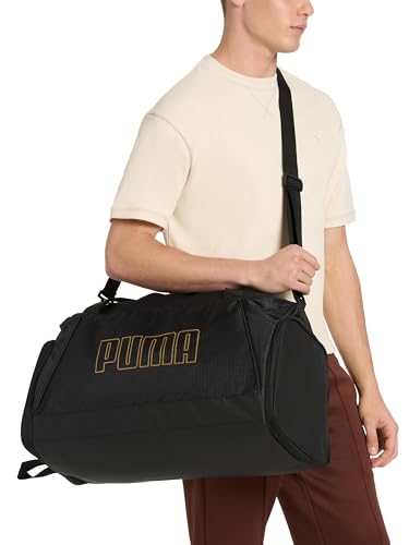 PUMA Accelerator Duffel Bag with Removable Strap & Shoe Pocket - color: Black/Silver