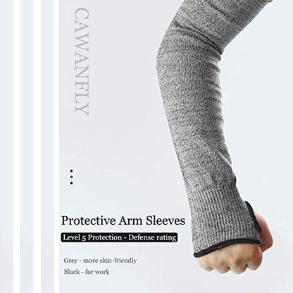 Protective Arm Sleeves, Cut Heat Resistant Arm Protectors Anti Abrasion Safety Armband for Garden Kitchen Work 1 Pair - color: Grey (Medium, 1 Pair) With Thumb Hole