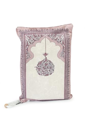 ihvan online Muslim Prayer Rug with Portable Elegant Fabric Bag, Janamaz, Sajadah, Soft Islamic Prayers Rug, Islamic Gifts for Eid Ramadan, Travel Prayer Carpet Mat, Fuchsia - color: Fuchsia
