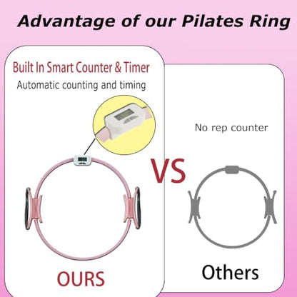 Pilates Kit for Home Workouts,Pilates Equipment for Women with 15" Ring | Pilates Ring with Smart Counter & Timer,Pilates Resistance Bands, Ball 9.8" Socks,Core Sliders Pilates Starter Kit for Women