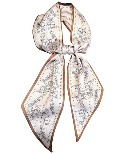 Hioyiwse Head Scarf Hair Neck Scarves For Women Purse Bag Scarfs For Handbags Silky Long Thin Satin Headscarf Fashion - color: B17-twig Decoration