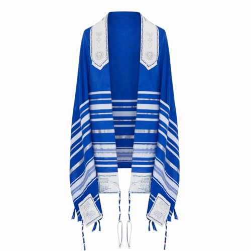 The Holy Promise Messianic Prayer Shawl-72 x22 Christian Tallit with Biblical Verses-Includes Carrying Bag - color: Blue