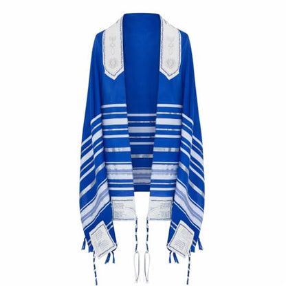The Holy Promise Messianic Prayer Shawl-72 x22 Christian Tallit with Biblical Verses-Includes Carrying Bag - color: Blue