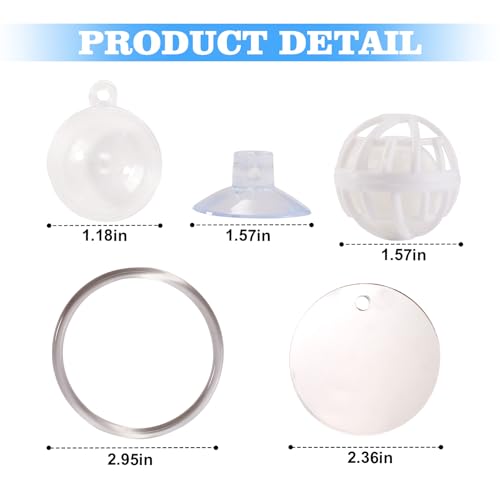 Betta Fish Toys, 2 PCS Fish Exercise Ring and Nitrifying Balls Set, Betta Mirror Toy Set, Feeding Ring with Suction Cup, Fishing Tank Accessories for Gifts (Clear) - color: Clear