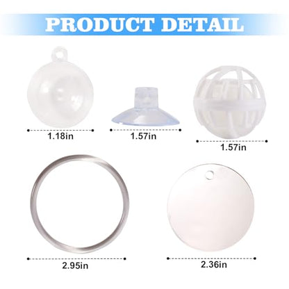 Betta Fish Toys, 2 PCS Fish Exercise Ring and Nitrifying Balls Set, Betta Mirror Toy Set, Feeding Ring with Suction Cup, Fishing Tank Accessories for Gifts (Clear) - color: Clear