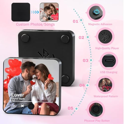 Custom Music Fridge Magnet-Music Refrigerator Magnets Personalized with Photo Song Player Spotify Music Personalized Mothers Day Birthday Gifts for Mom Him Her Women Men - color: Custom-valentines