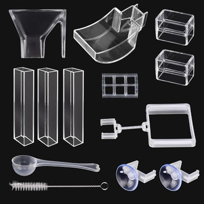 Shrimp Feeding Tube and Dish Set,Aquarium Fish Feeder Tube Kit,Clear Shrimp Feeder Fish Tank Feeding Supplies with Feeding Ring Cleaning Brush for Fish Tank Aquarium Feeding Dish