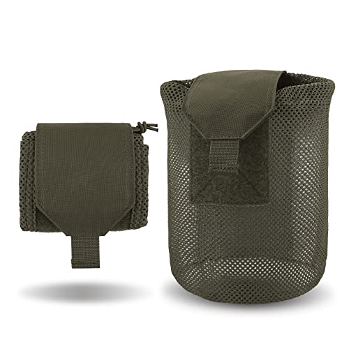 PETAC GEAR Dump Pouch,Molle Drawstring Mag Pouches,Roll Up Foldable Tactical Recovery Tool Pack,EDC Drop Net Storage Bag … - color: Ranger Green