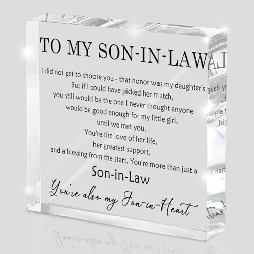 Son in Law Gifts - Best Son Gifts From Mom - Son in Law Gifts from Mother in Law On Wedding Day - Meaningful to My Son Clear Desk Decorative Sign Home Decor Acrylic Sign - style: son