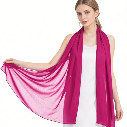 Chiffon Shawls and Wraps - Lightweight Scarve for Women Evening Dresses Wedding Bridal Formal Party - color: Fuchsia