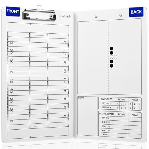 Football Clipboard for Coaches, Double-Sided Dry Erase Board | Football play-planning surfaces on a double-sided dry erase clipboard with metal clip; marker and eraser are not included. - style: Football