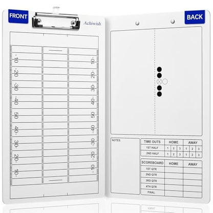 Football Clipboard for Coaches, Double-Sided Dry Erase Board | Football play-planning surfaces on a double-sided dry erase clipboard with metal clip; marker and eraser are not included. - style: Football