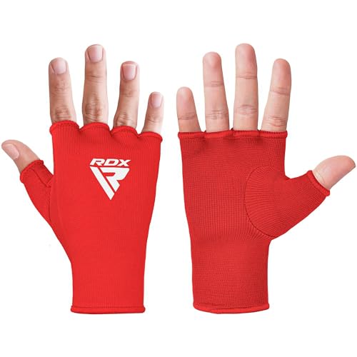 RDX Boxing Hand Wraps Inner Gloves Men Women, Half Finger Elasticated Bandages, Under Mitts Fist Protection, Muay Thai, Kickboxing, MMA, Martial Arts Speed Bag Punching Training - color: Red White, size: X-Large