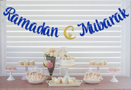 Ramadan Mubarak Banner - Ramadan Decorations - Eid Decorations Blue - size: Blue Ramadan Mubarak