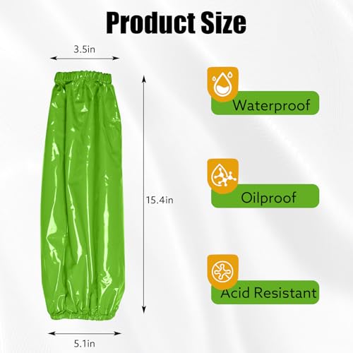 Yzurbu 2 Pairs Arm Sleeves Covers, Soft Waterproof Oil-proof Sleeves Protector for Arm with Elastic on Cuffs - color: Green - 2pairs