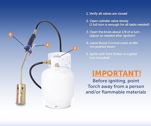 Flame King Propane Torch Kit Heavy Duty Weed Burner Powerful 320,000 BTU with 6-ft Hose Regulator Assembly - size: 320K BTU