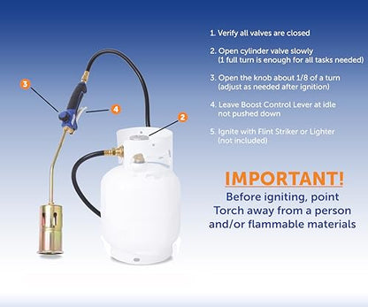 Flame King Propane Torch Kit Heavy Duty Weed Burner Powerful 320,000 BTU with 6-ft Hose Regulator Assembly - size: 320K BTU