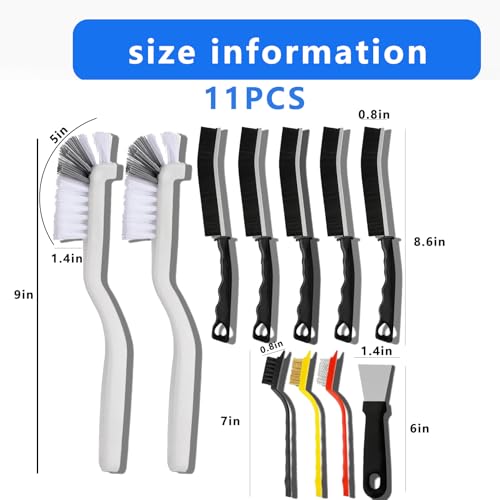 11 Pack Cleaning Brush Set for Kitchen and Bathroom Gap Crevice Stove Sink Window Track Household Cleaning Tools - color: Multicolor