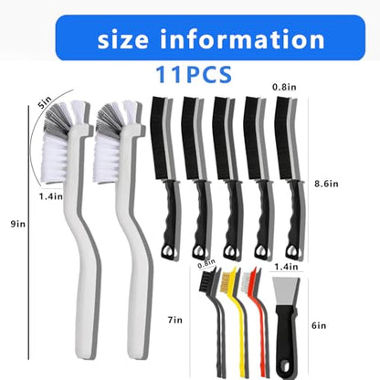 11 Pack Cleaning Brush Set for Kitchen and Bathroom Gap Crevice Stove Sink Window Track Household Cleaning Tools - color: Multicolor