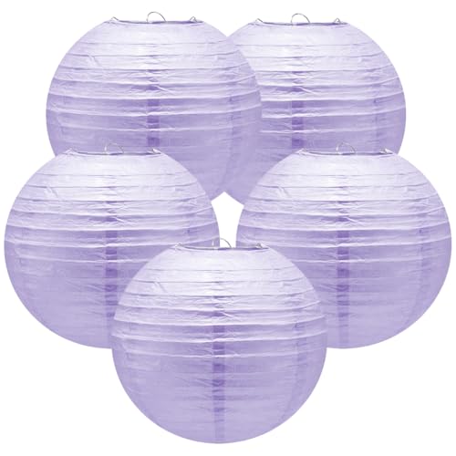 Hanging Paper Lanterns Party Decorations, 8 Inch, 5PCS - color: Purple, size: 8inch