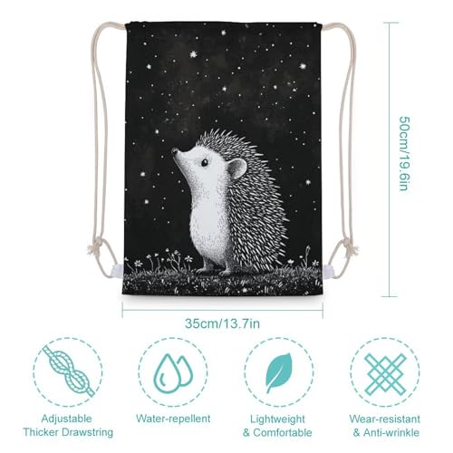 Hedgehog Drawstring Backpack Canvas String Bag Lightweight Sports Gym Bag for Men Women - color: Color-5