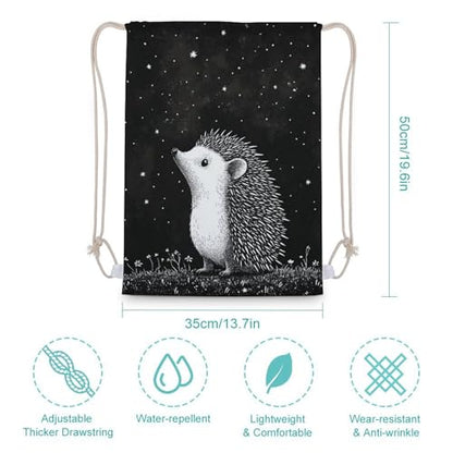 Hedgehog Drawstring Backpack Canvas String Bag Lightweight Sports Gym Bag for Men Women - color: Color-5