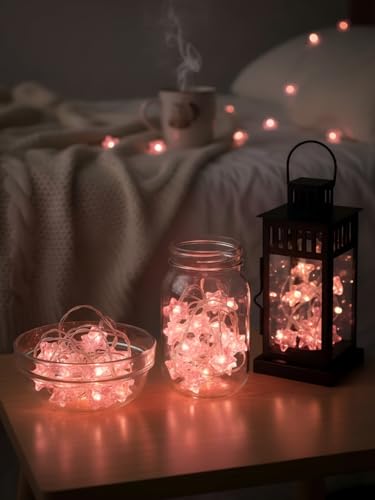 Cherry Blossom Pink Star Lights Pink Crystal 30LED Decorative Fairy Lights Battery Operated for a Dreamy and Romantic Glow - style: Pink Crystal Star