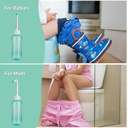 LIVE4COOL Peri Bottle for Postpartum Travel Bidet Perineal Care 16.9oz/500ml for Mom and Baby Clean,Portable Squeeze Bottle with 2 Rinse Tubes for Baby Female Menstruation Cleaning Lochia Hemorrhoids