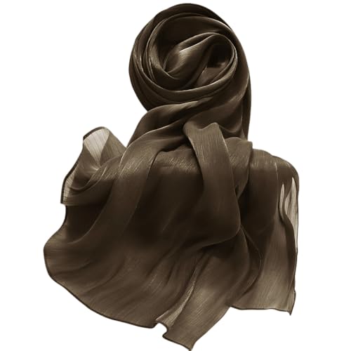 Lina & Lily Sheen Shimmer Women's Crepe Scarf Shawl Wrap Head Hijab Lightweight - color: Dark Taupe