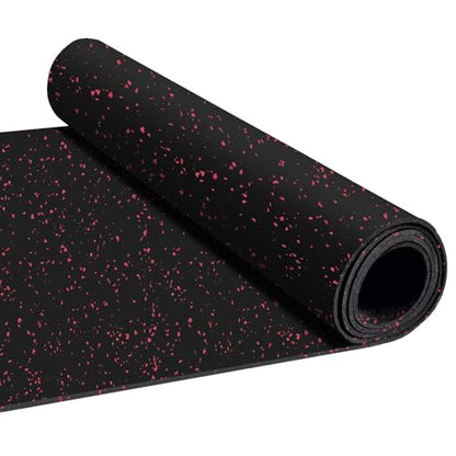 Heavy Duty Rubber Flooring Roll, 1/4” Thick EPDM Gym Rubber Mat, 4.1' x 9.8' Speckled Fitness Flooring for Home Gym & Garage, Non-Slip Exercise Equipment Floor Mat,Noise Reducing,Black with Red Flecks - size: 10'×4'