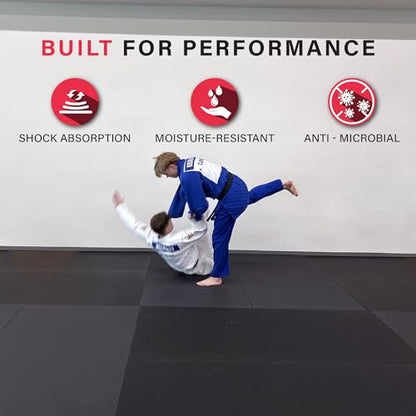 COCO MATS 'N MORE IJF Approved Judo and Martial Arts Mat – High Density Training Mat with Tatami Non-Slip Vinyl Surface, MMA Mats & BJJ Mats for Gym & Home Training - color: Black