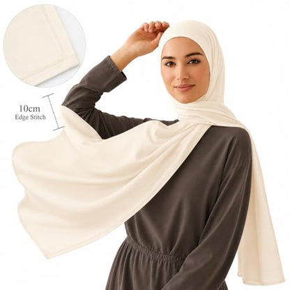Premium Breathable Modal Cotton Hijab for Women, Lightweight, Non-Slip, Soft & Elegant Scarf for Everyday Wear - color: Vanilla Cream