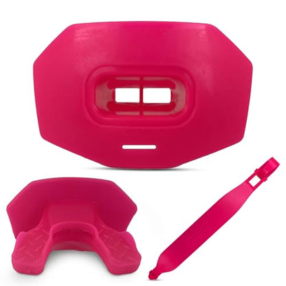 DAMAGE CONTROL Youth Football Mouth Guard – Breathable No Boil Mouthpiece, Protects Lips & Teeth, Works with Braces, Includes Helmet Strap – Sports Gear & Accessories (Hot Pink) - color: Hot Pink