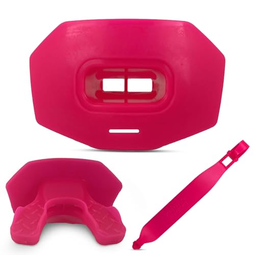 DAMAGE CONTROL Youth Football Mouth Guard – Breathable No Boil Mouthpiece, Protects Lips & Teeth, Works with Braces, Includes Helmet Strap – Sports Gear & Accessories (Hot Pink) - color: Hot Pink